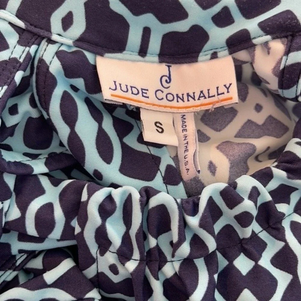 Jude Connally Lisa Blue Print Halter Dress S Coastal Sun Summer Beach Preppy - Picture 7 of 10